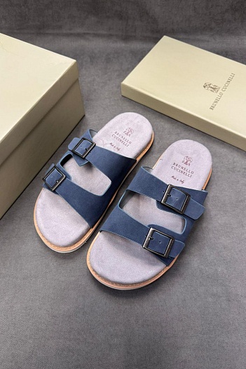 Замшевые шлёпанцы Brunello Cucinelli Urban - Blue   