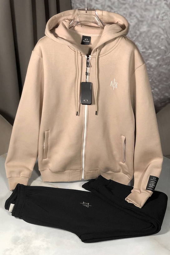 Утеплённый костюм на флисе Armani Exchange - Beige / Black