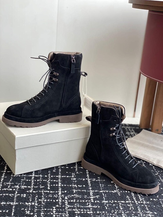 Женские замшевые ботинки Brunello Cucinelli Premium - Black