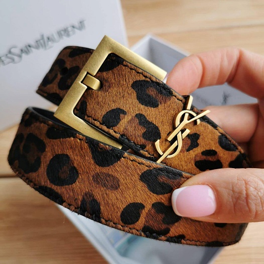 Кожаный ремень Yves Saint Laurent (ширина 3 см, длина 80 / 85 см)   
