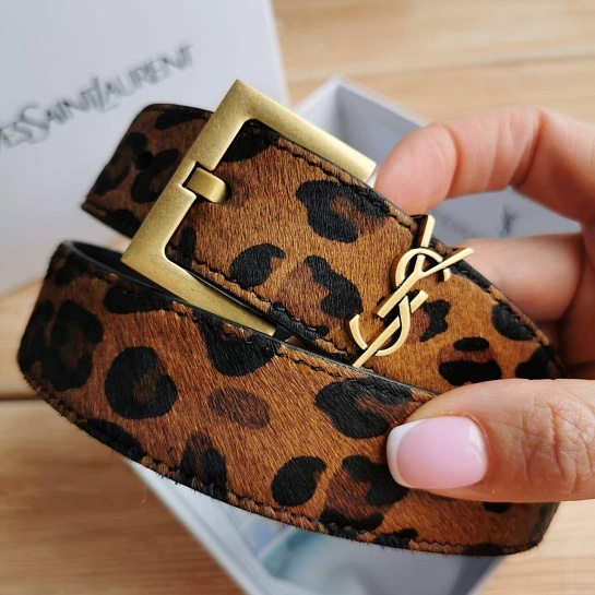 Кожаный ремень Yves Saint Laurent (ширина 3 см, длина 80 / 85 см)