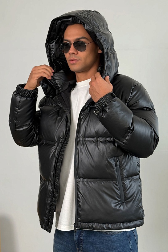 Мужской пуховик Prada logo-plaque - Black