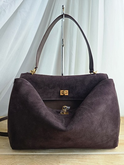 Замшевая сумка Balenciaga Rodeo Medium 35x23 см - Brown   