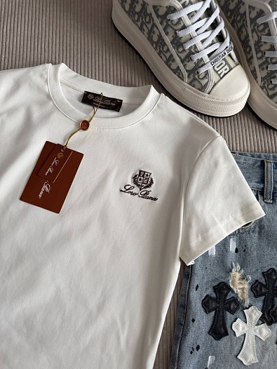 Женская белая футболка Loro Piana premium   