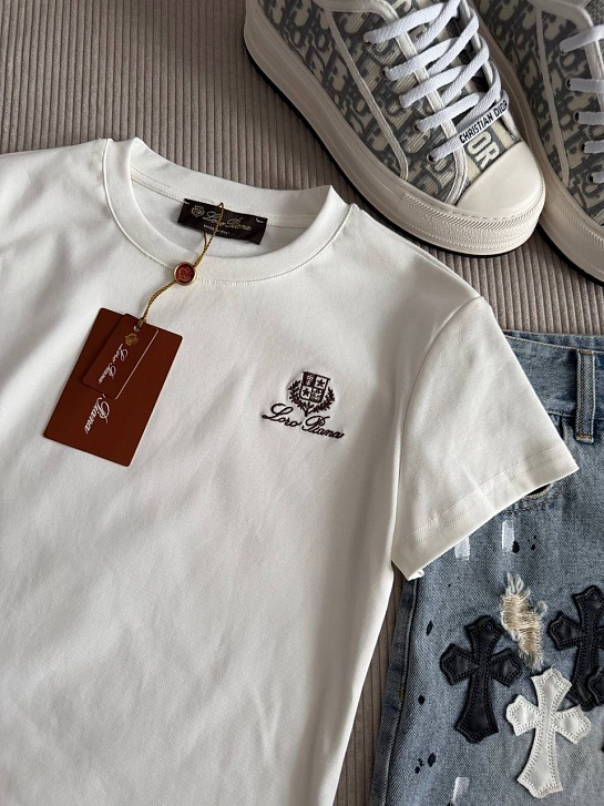 Женская белая футболка Loro Piana premium