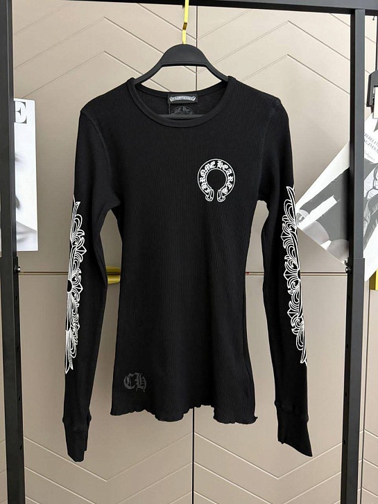 Чёрный женский лонгслив Chrome Hearts premium