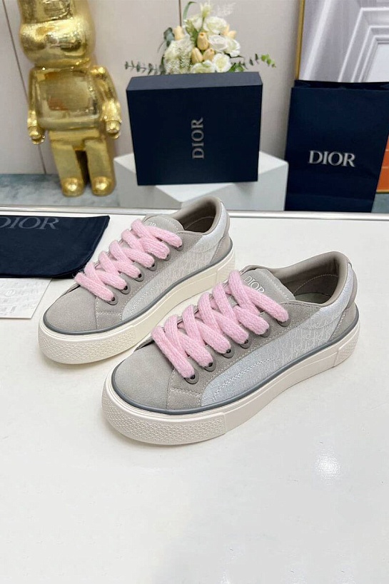 Женские комбинированные кроссовки Dior бежевого цвета