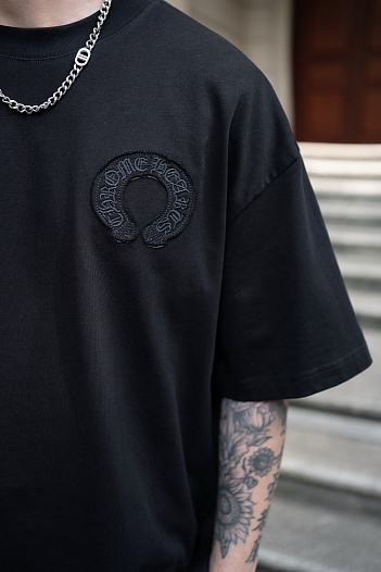 Чёрная оверсайз футболка Chrome Hearts Premium   