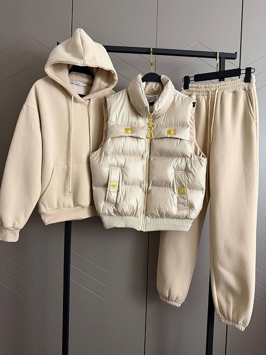 Женский костюм тройка на флисе Schiaparelli Premium - Beige