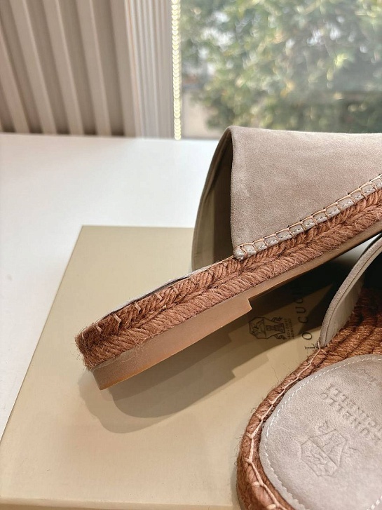 Женские замшевые шлёпанцы Brunello Cucinelli Premium - Grey