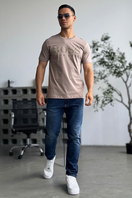 Мужская бежевая футболка Hugo Boss