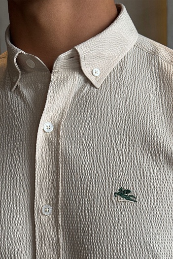 Мужская бежевая рубашка Etro Pegasus logo   