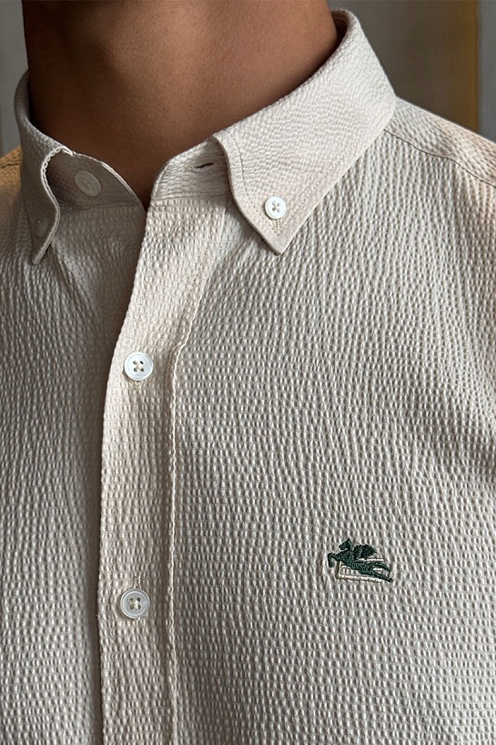 Мужская бежевая рубашка Etro Pegasus logo