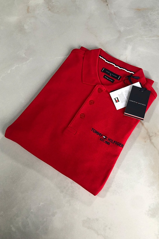 Красное мужское поло Tommy Hilfiger est.1985
