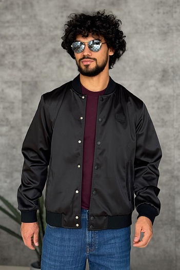 Мужской чёрный бомбер Dolce & Gabbana logo-plaque   