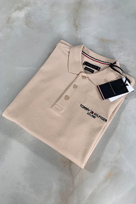 Бежевое мужское поло Tommy Hilfiger est.1985