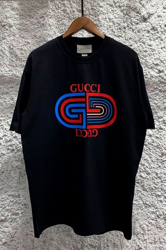 Чёрная оверсайз футболка Gucci GG logo-print
