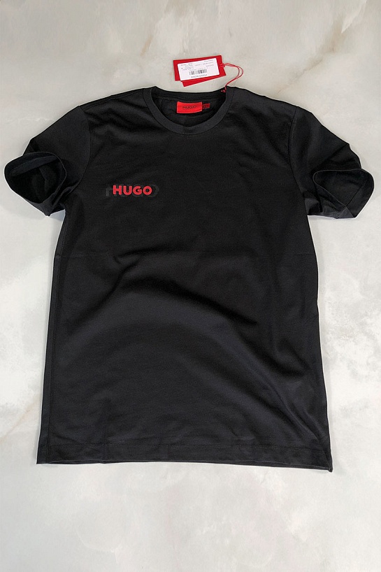 Мужская чёрная футболка Hugo Boss logo print
