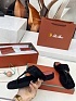 Женские замшевые шлёпанцы Loro Piana Premium - Black