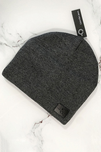 Мужская серая шапка Calvin Klein logo-patch   