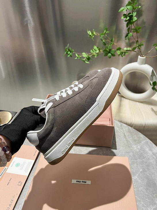 Женские замшевые кроссовки MIU MIU Premium - Grey