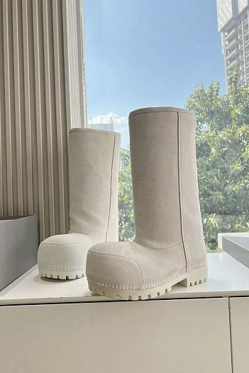 Женские ботинки Balenciaga Alaska Fur High Boot premium - White   