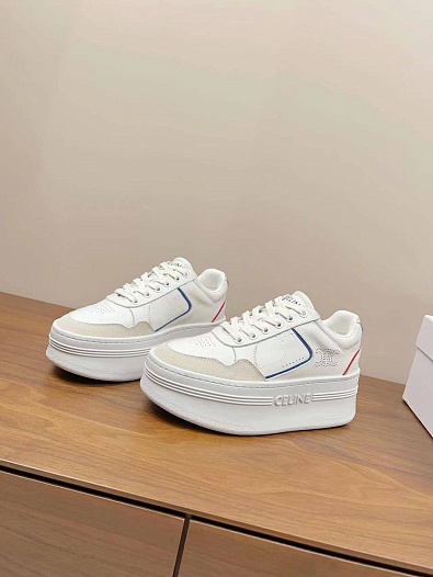 Женские кожаные кроссовки на платформе Celine   