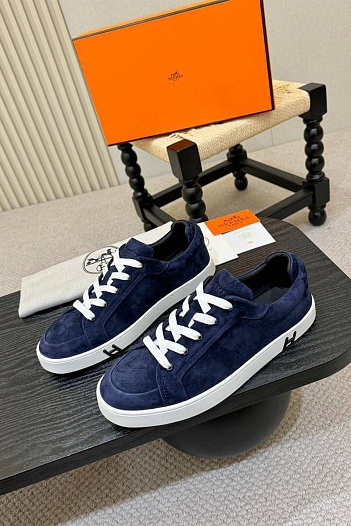 Мужские замшевые кроссовки Hermes Kid - Navy   
