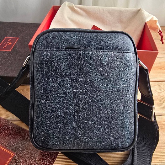 Кожаная сумка Etro с узором пейсли 18x20 см   