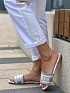 Женские шлепанцы Dior Dway Slide Embroidered Cotton