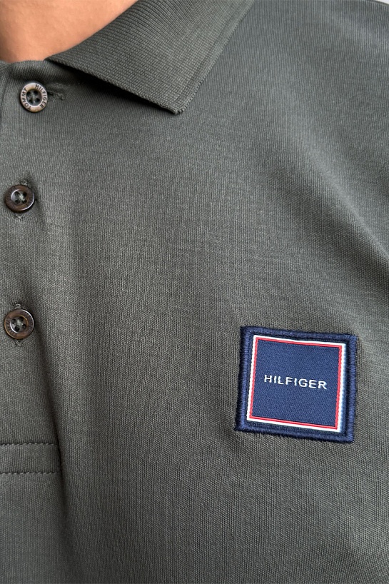Классическое мужское поло Tommy Hilfiger зелёного цвета