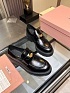 Женские кожаные лоферы MIU MIU premium  - Black