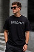 Чёрная оверсайз футболка Balenciaga graffiti-logo
