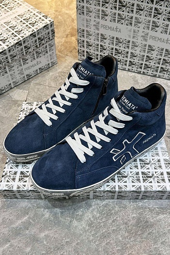 Замшевые кроссовки с мехом Premiata high-top - Navy   