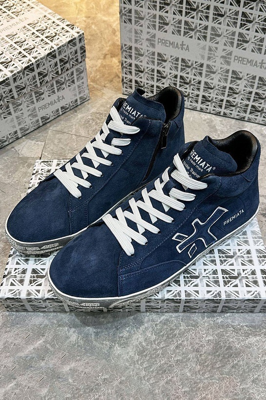 Замшевые кроссовки с мехом Premiata high-top - Navy