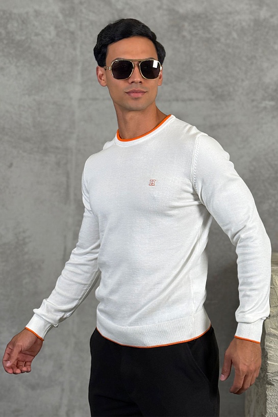 Мужской джемпер Hermes белого цвета