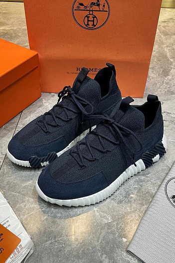 Текстильные кроссовки Hermes lift slip-on - Navy   