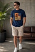 Мужская тёмно-синяя футболка Givenchy 4G logo print
