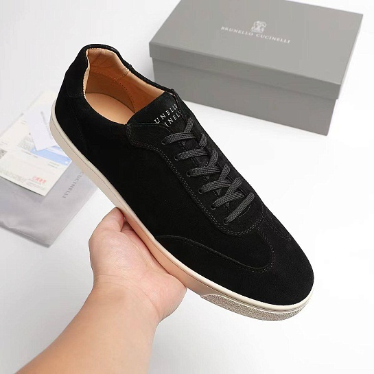 Замшевые кроссовки Brunello Cucinelli logo-print - Black