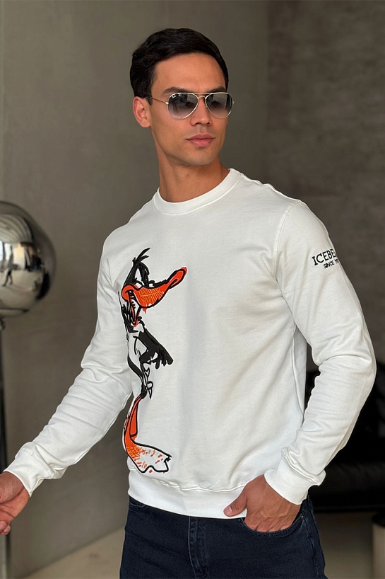 Мужской свитшот Iceberg "Daffy Duck" - White