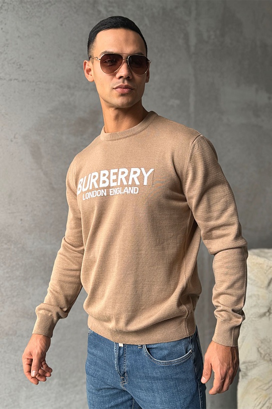 Мужской джемпер Burberry logo-intarsia - Beige