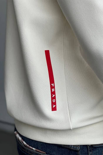 Мужской белый свитшот Prada logo-embroidered   