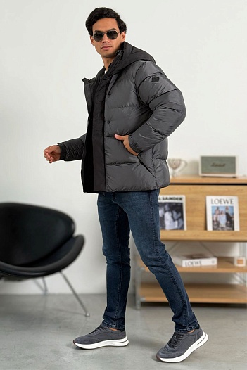 Утеплённая куртка Moncler Madeira серого цвета   