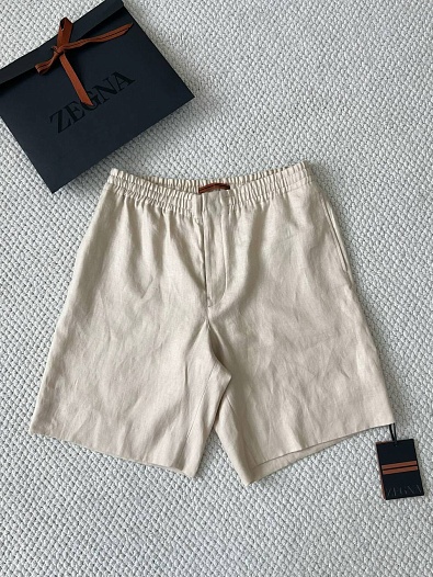 Льняные шорты бежевого цвета Zegna premium   