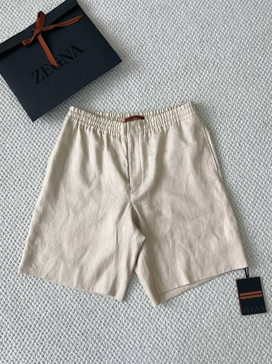 Льняные шорты бежевого цвета Zegna premium