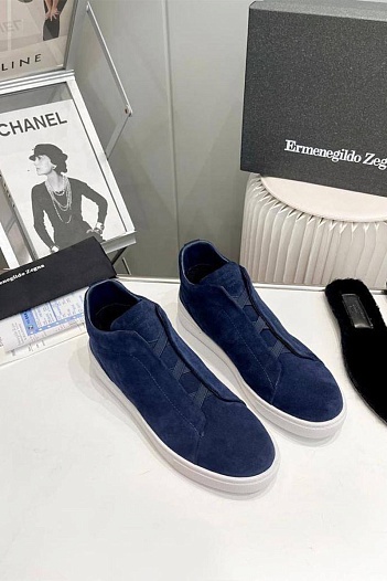 Кроссовки с мехом Ermenegildo Zegna Triple Stitch - Navy   