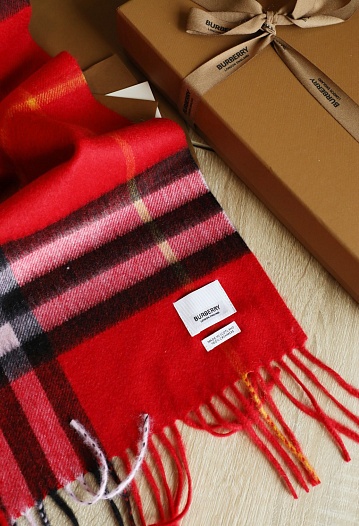 Шарф Burberry Check premium 168x30 см - Red   