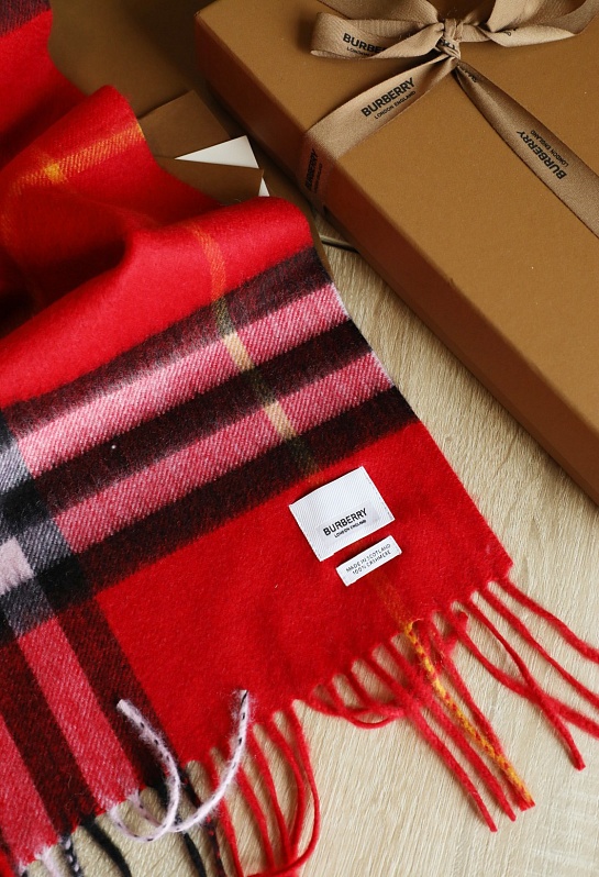 Шарф Burberry Check premium 168x30 см - Red