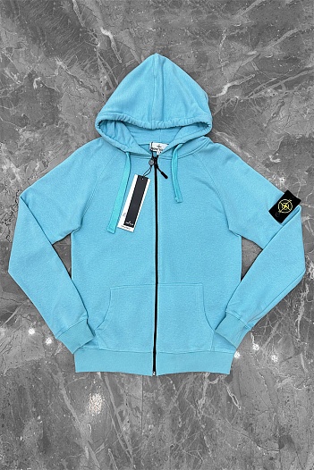Голубая кофта на молнии Stone Island compass-patch   