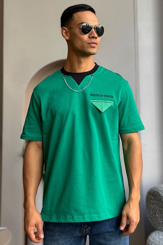 Зелёная оверсайз футболка Bottega Veneta Chain